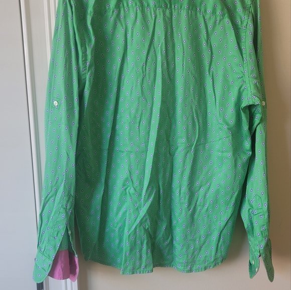 Ralph Lauren Green White Pink Long Sleeve Cotton Shirt Top Blouse Size XL - Picture 2 of 7